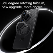 For Huawei Pura 70 Ultra Carbon Fiber MagSafe Phone Case with 360 Degree Rotating Holder(Black)