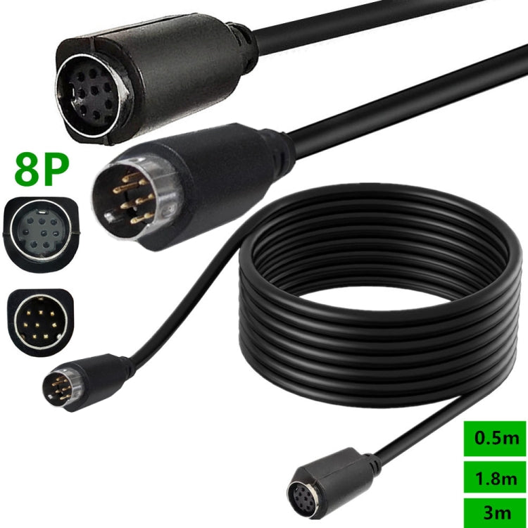 90 Degree mini DIN 8 Pin TV Audio Adapter Cable S-Video TV Box Cable, Length:3m(Black)
