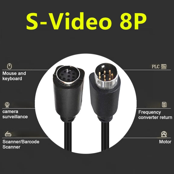 90 Degree mini DIN 8 Pin TV Audio Adapter Cable S-Video TV Box Cable, Length:3m(Black)