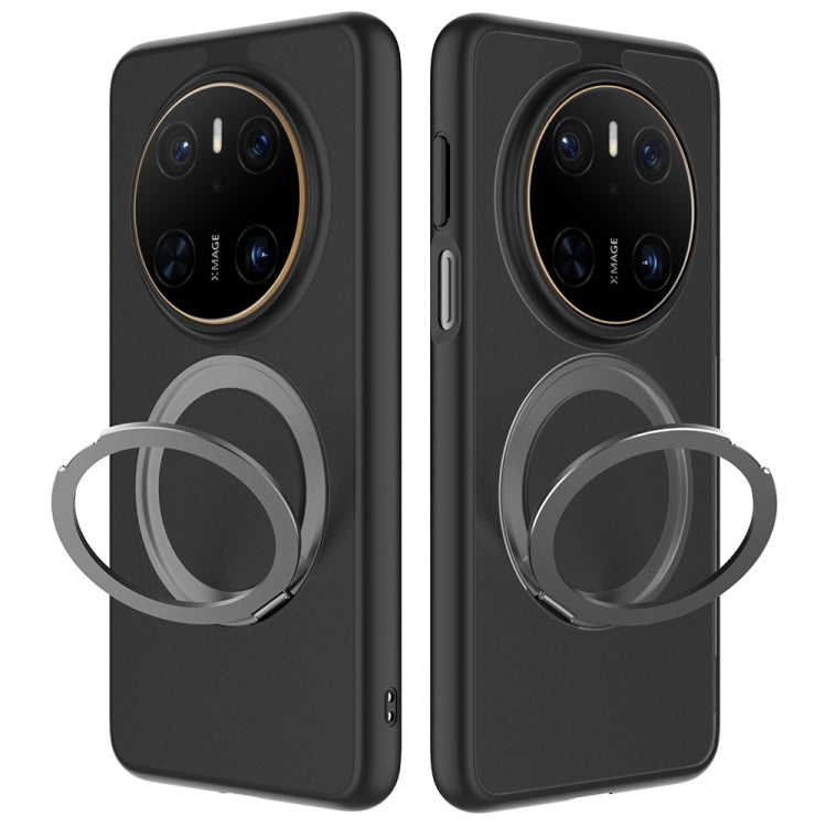 For Huawei Mate 70 Frosted 360 Degree Rotating Holder Phone Case(Black)