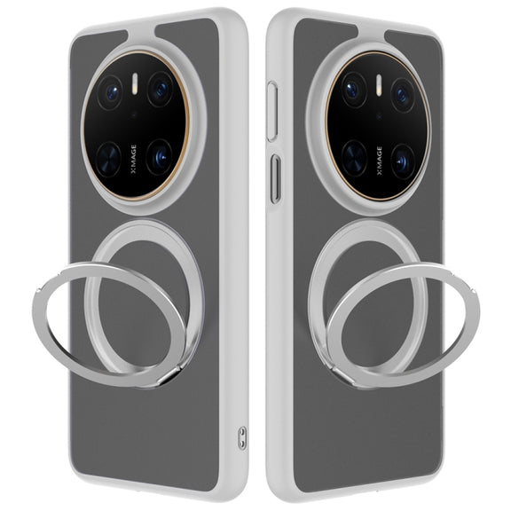 For Huawei Mate 70 Frosted 360 Degree Rotating Holder Phone Case(Grey)