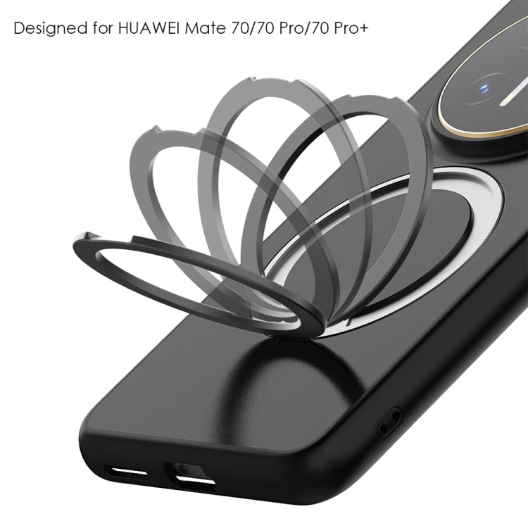 For Huawei Mate 70 Frosted 360 Degree Rotating Holder Phone Case(Black)