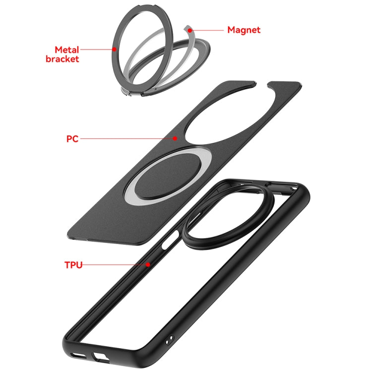 For Huawei Mate 70 Frosted 360 Degree Rotating Holder Phone Case(Black)