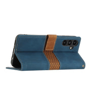 For Samsung Galaxy S25 5G Grid Stitching Leather Phone Case with Lanyard(Blue)