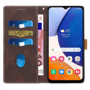 For Samsung Galaxy S25 5G Grid Stitching Leather Phone Case with Lanyard(Brown)