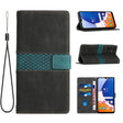 For Samsung Galaxy S25 5G Grid Stitching Leather Phone Case with Lanyard(Black) - Galaxy S25 5G Cases by PMC Jewellery | Online Shopping South Africa | PMC Jewellery | Buy Now Pay Later Mobicred