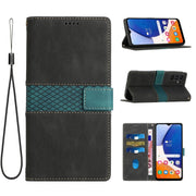 For Samsung Galaxy S25 5G Grid Stitching Leather Phone Case with Lanyard(Black)