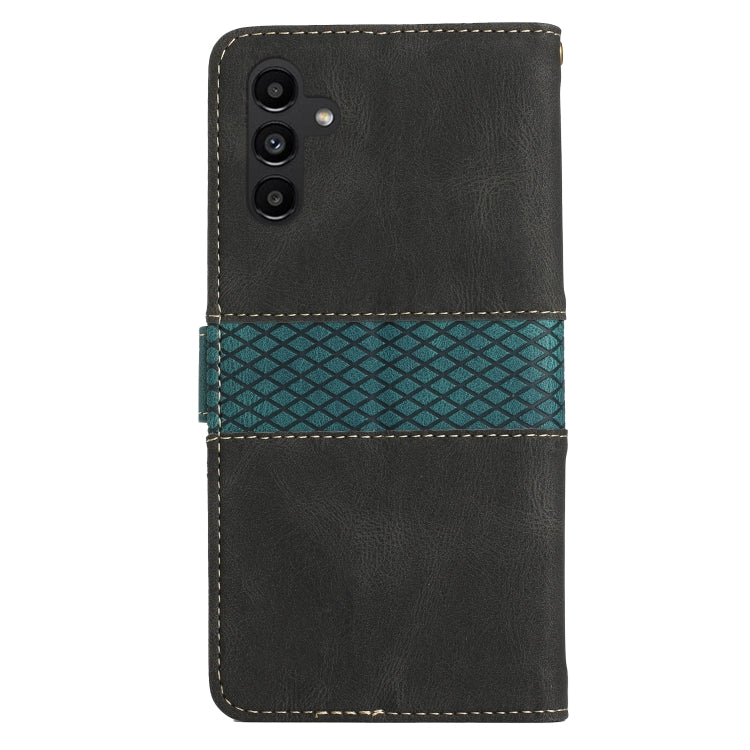 For Samsung Galaxy S25 5G Grid Stitching Leather Phone Case with Lanyard(Black)