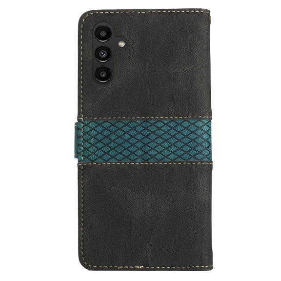 For Samsung Galaxy S25 5G Grid Stitching Leather Phone Case with Lanyard(Black)