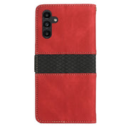 For Samsung Galaxy S25+ 5G Grid Stitching Leather Phone Case with Lanyard(Red)