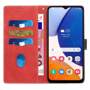 For Samsung Galaxy S25+ 5G Grid Stitching Leather Phone Case with Lanyard(Red)