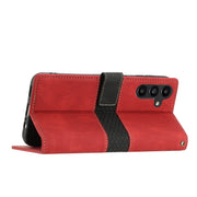 For Samsung Galaxy S25+ 5G Grid Stitching Leather Phone Case with Lanyard(Red)
