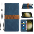 For Samsung Galaxy S25 Ultra 5G Grid Stitching Leather Phone Case with Lanyard(Blue) - Galaxy S25 Ultra 5G Cases by PMC Jewellery | Online Shopping South Africa | PMC Jewellery | Buy Now Pay Later Mobicred