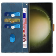 For Samsung Galaxy S25 Ultra 5G Grid Stitching Leather Phone Case with Lanyard(Blue)