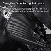 For Samsung Galaxy S25+ 5G Carbon Fiber MagSafe Phone Case with 360 Degree Rotating Holder(Black)