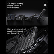 For Samsung Galaxy S25 5G Carbon Fiber MagSafe Phone Case with 360 Degree Rotating Holder(Black)