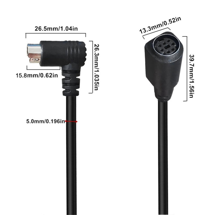 Mini DIN 7 Pin Core Audio / Video Cable, Length:3m(Male to Female Elbow)