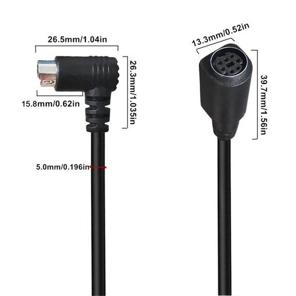 Mini DIN 7 Pin Core Audio / Video Cable, Length:3m(Male to Female Elbow)