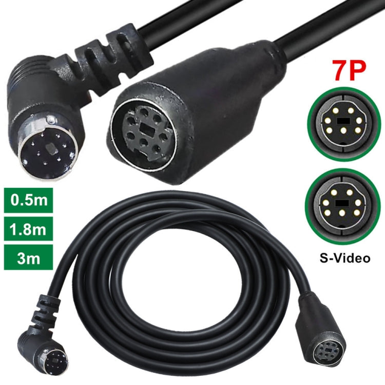 Mini DIN 7 Pin Core Audio / Video Cable, Length:3m(Male to Female Elbow)