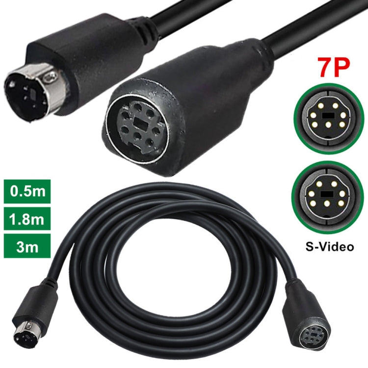 Mini DIN 7 Pin Core Audio / Video Cable, Length:3m(Male to Female Straight)