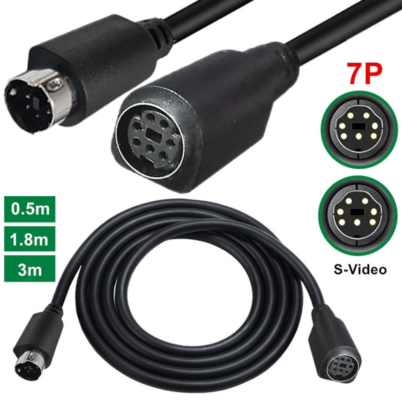 Mini DIN 7 Pin Core Audio / Video Cable, Length:3m(Male to Female Straight)
