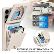 For Samsung Galaxy S25 Ultra 5G Crossbody Lanyard Zipper Wallet Leather Phone Case(Beige)