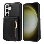 For Samsung Galaxy S25+ 5G Crossbody Lanyard Zipper Wallet Leather Phone Case(Black)