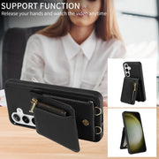 For Samsung Galaxy S25+ 5G Crossbody Lanyard Zipper Wallet Leather Phone Case(Black)