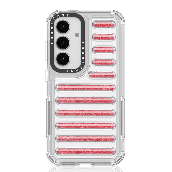 For Samsung Galaxy S25 5G Capsule Glitter TPU Hybrid PC Airbag Phone Case(Red)