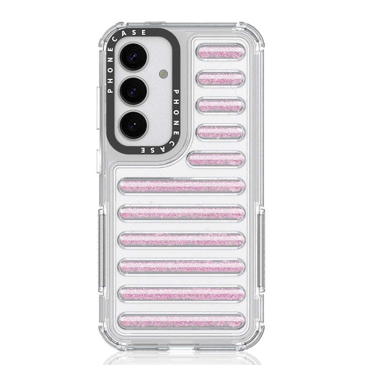 For Samsung Galaxy S25 5G Capsule Glitter TPU Hybrid PC Airbag Phone Case(Pink)