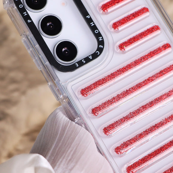 For Samsung Galaxy S25+ 5G Capsule Glitter TPU Hybrid PC Airbag Phone Case(Red)