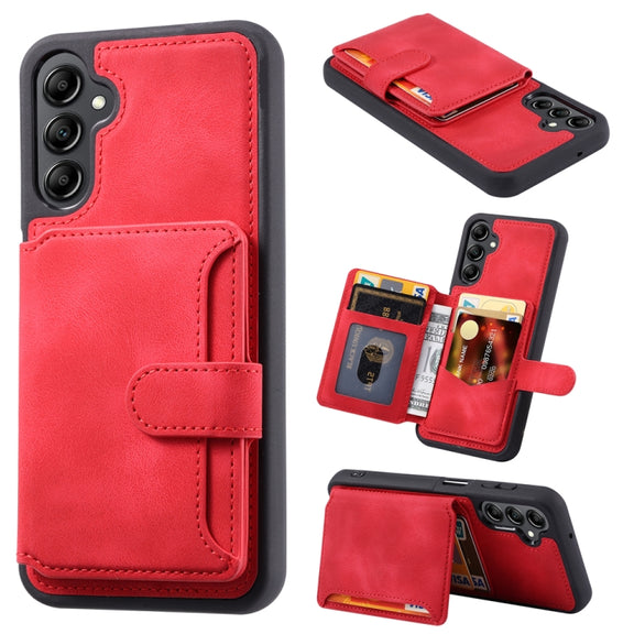 For Samsung Galaxy S25 5G Skin Feel Dream RFID Anti-theft PU Card Bag Phone Case(Red)