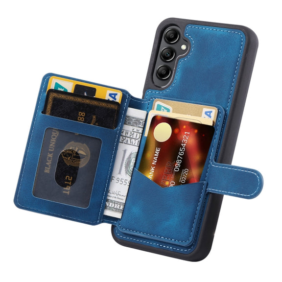 For Samsung Galaxy S25+ 5G Skin Feel Dream RFID Anti-theft PU Card Bag Phone Case(Peacock Blue)