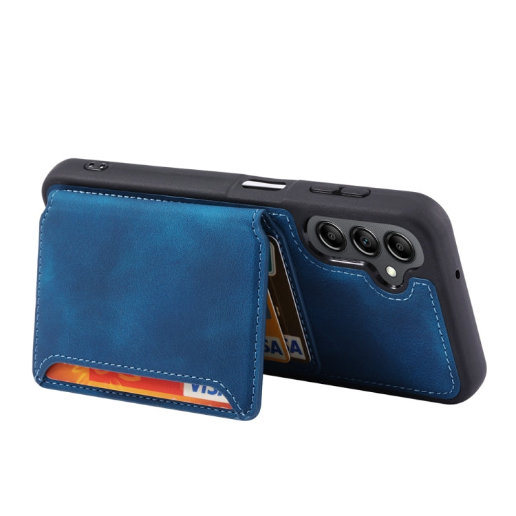 For Samsung Galaxy S25+ 5G Skin Feel Dream RFID Anti-theft PU Card Bag Phone Case(Peacock Blue)