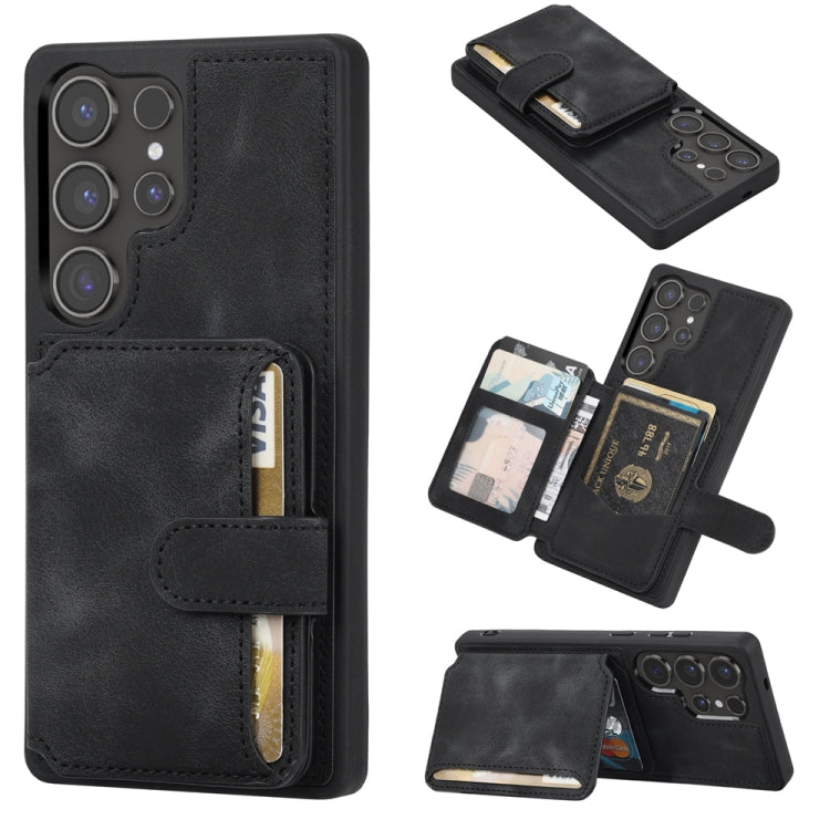 For Samsung Galaxy S25 Ultra 5G Skin Feel Dream RFID Anti-theft PU Card Bag Phone Case(Black)