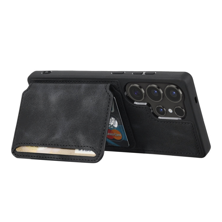 For Samsung Galaxy S25 Ultra 5G Skin Feel Dream RFID Anti-theft PU Card Bag Phone Case(Black)