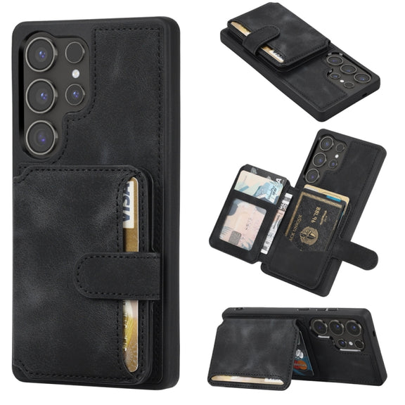 For Samsung Galaxy S25 Ultra 5G Skin Feel Dream RFID Anti-theft PU Card Bag Phone Case(Black)