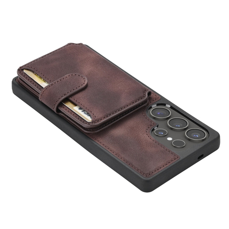For Samsung Galaxy S25 Ultra 5G Skin Feel Dream RFID Anti-theft PU Card Bag Phone Case(Coffee)