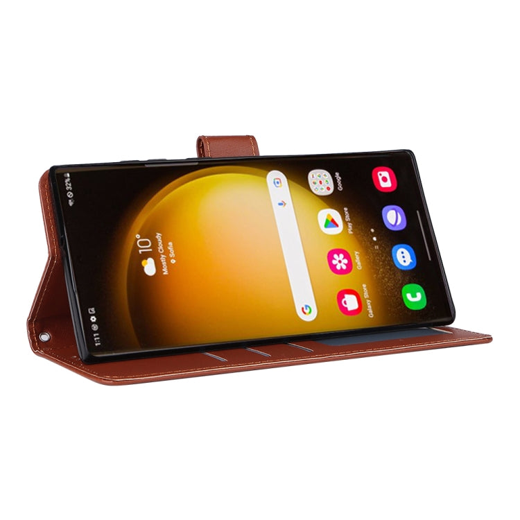 For Samsung Galaxy S25 Ultra 5G 3-Card Slots Multifunctional Leather Phone Case(Brown)