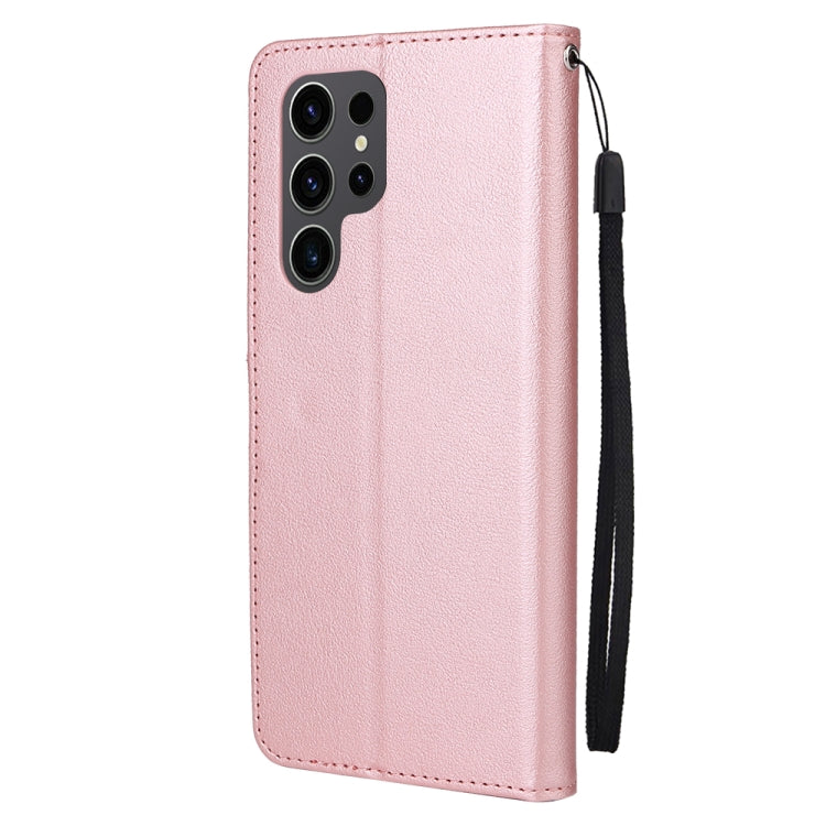 For Samsung Galaxy S25 Ultra 5G 3-Card Slots Multifunctional Leather Phone Case(Rose Gold)