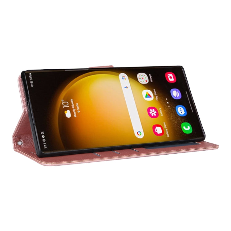 For Samsung Galaxy S25 Ultra 5G 3-Card Slots Multifunctional Leather Phone Case(Rose Gold)