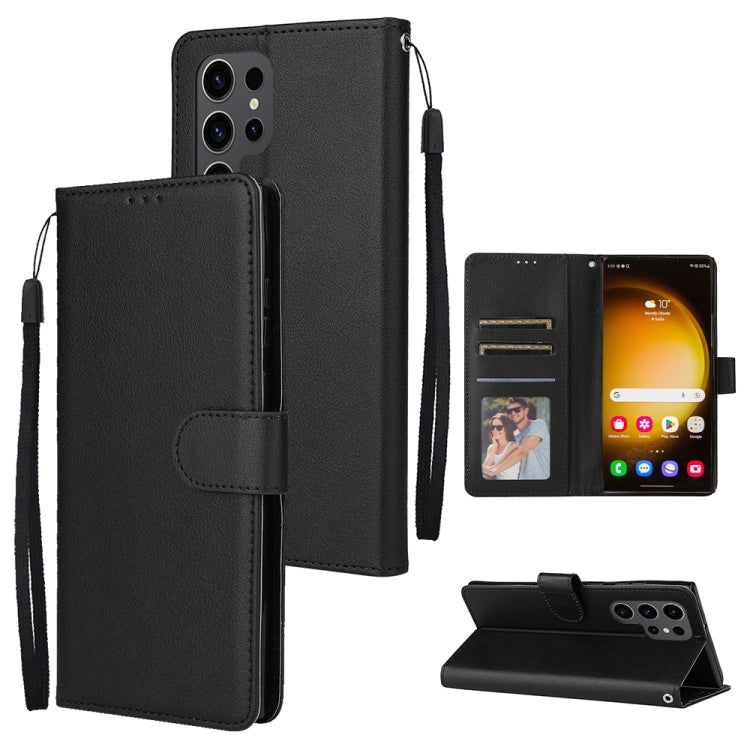 For Samsung Galaxy S25 Ultra 5G 3-Card Slots Multifunctional Leather Phone Case(Black)