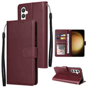 For Samsung Galaxy S25+ 5G 3-Card Slots Multifunctional Leather Phone Case(Wine Red)