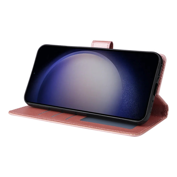 For Samsung Galaxy S25 5G 3-Card Slots Multifunctional Leather Phone Case(Rose Gold)