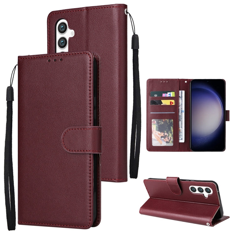 For Samsung Galaxy S25 5G 3-Card Slots Multifunctional Leather Phone Case(Wine Red)