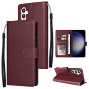 For Samsung Galaxy S25 5G 3-Card Slots Multifunctional Leather Phone Case(Wine Red)