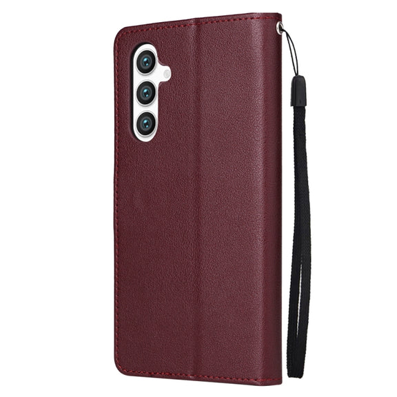 For Samsung Galaxy S25 5G 3-Card Slots Multifunctional Leather Phone Case(Wine Red)