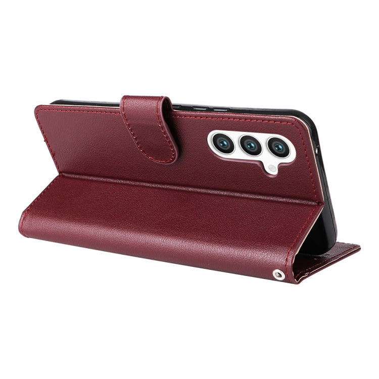 For Samsung Galaxy S25 5G 3-Card Slots Multifunctional Leather Phone Case(Wine Red)