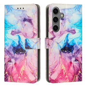 For Samsung Galaxy S25 5G Painted Marble Pattern Leather Phone Case(Pink Purple)
