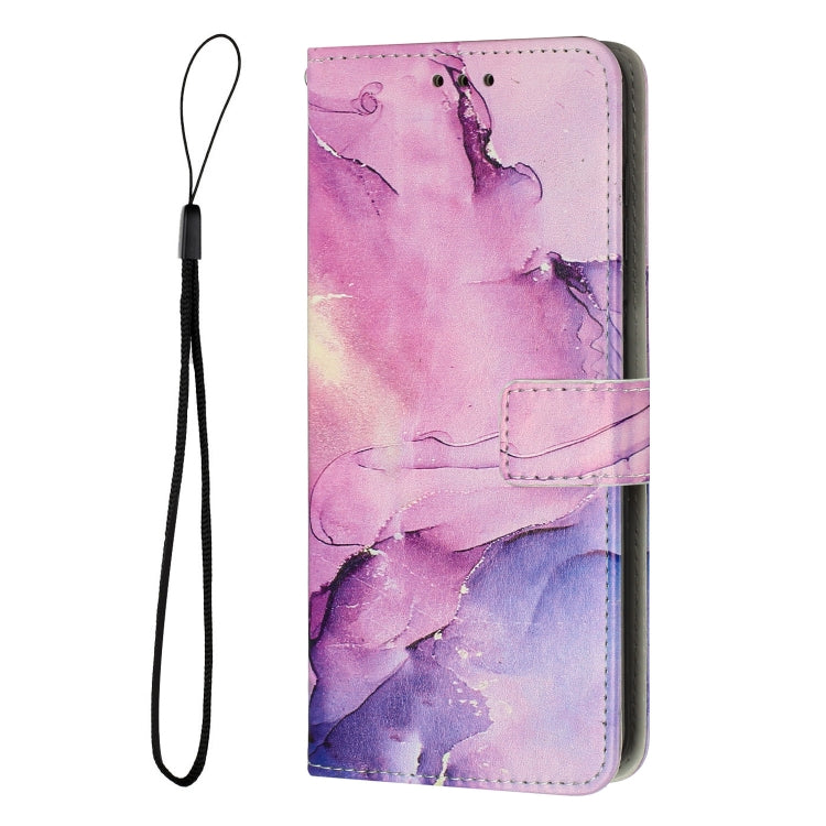 For Samsung Galaxy S25 5G Painted Marble Pattern Leather Phone Case(Purple)